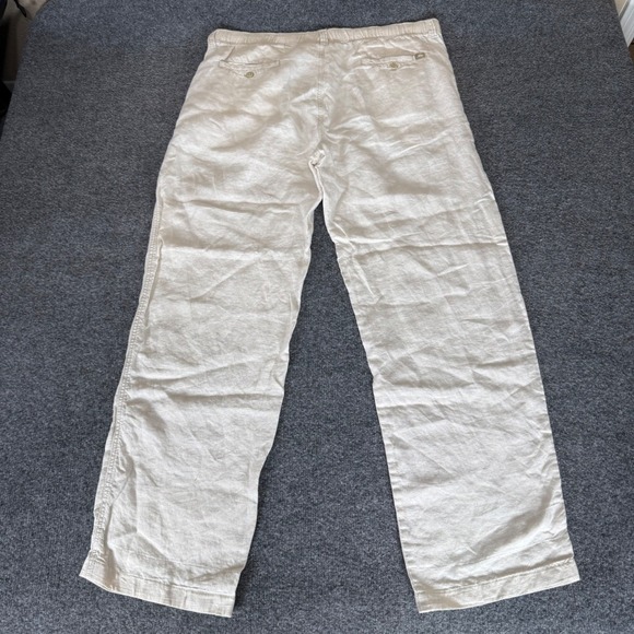 Tommy Bahama Relax Linen Pants Mens Medium Beige Drawstring Casual Beach Comfort - Picture 4 of 9